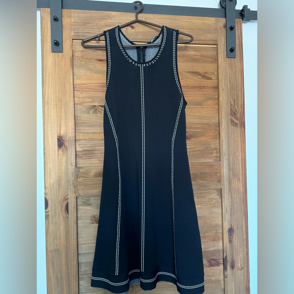 Pink Tartan A-Line Dress black and white size : small
